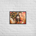 Headphone Girl Original Oil Paint Framed Poster - by Stay Tru
