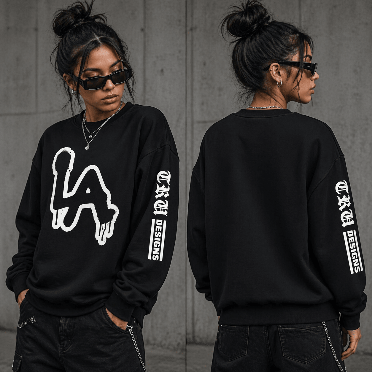 LA Drip: Premium Urban Skyline Crewneck | Bold Los Angeles Streetwear - by trudesigns.shop